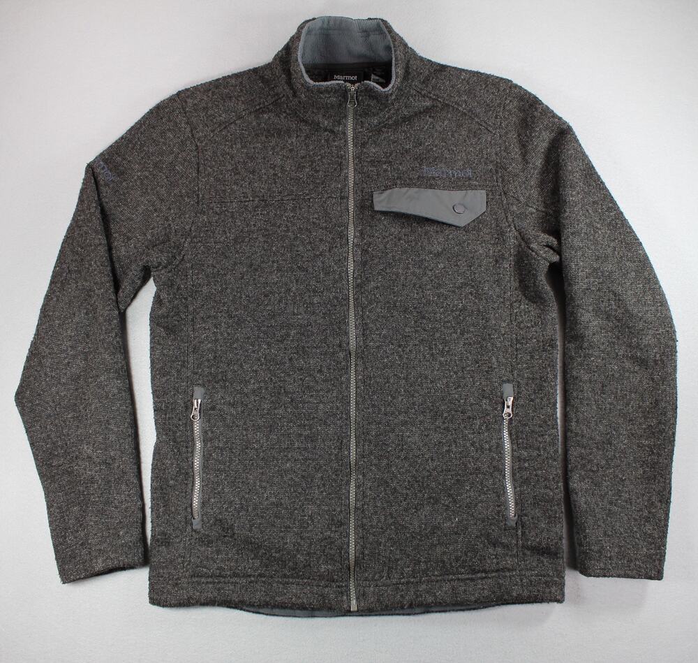 Marmot Poacher Pile Jacket Men's Medium Wool Blend Sweater Fleece Gray Full Zip